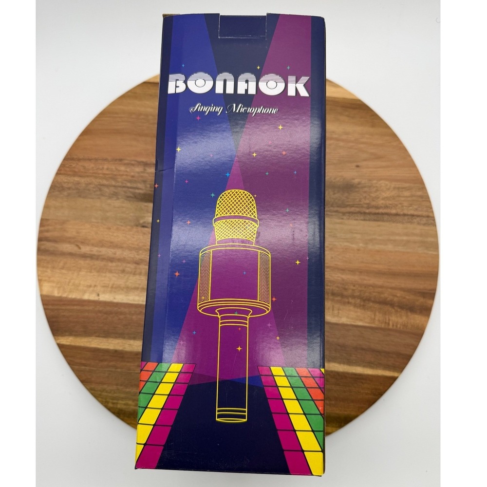 BONAOK Karaoke Wireless Microphone Bluetooth Speaker Rose Gold Portable Mic 0743